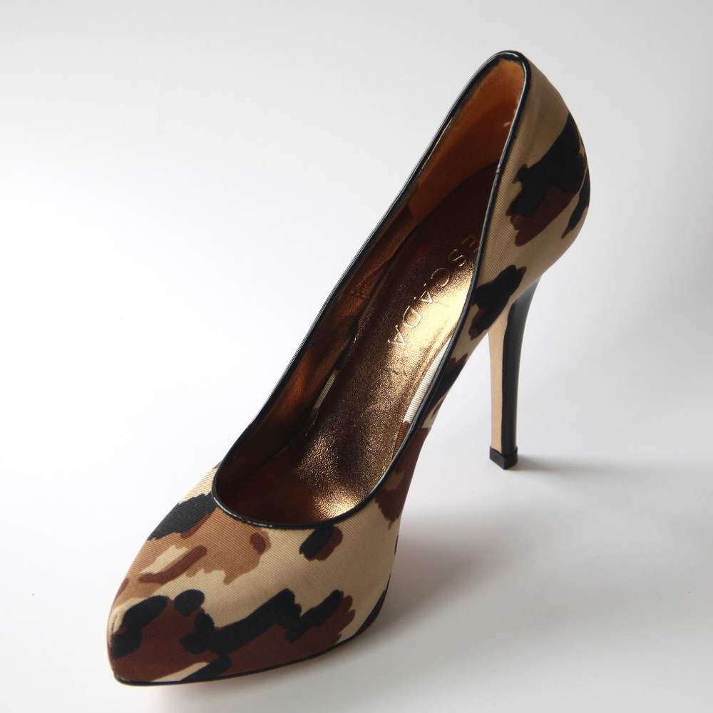 Escada Black, Brown, Beige Leopard High Heel Shoes